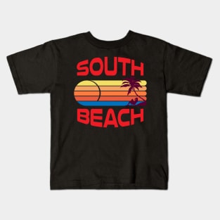 South Beach Miami Colorful Beach Side Sunset Graphic Design Kids T-Shirt